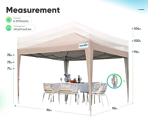 Quictent Privacy 8x8 Ez Pop up Canopy Tent Enclosed Instant Canopy Shelter Portable with Sidewalls and Mesh Windows Waterproof (Tan)