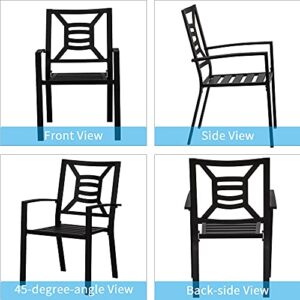 FREESky 6-Piece Patio Chairs Outdoor Dining Chairs with Armrest, Wrought Iron Stackable Outdoor Chairs Support 300 lbs