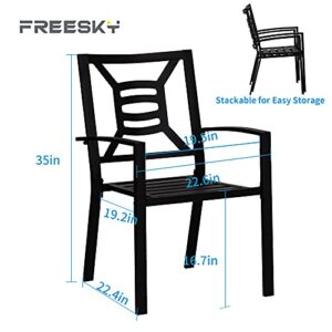 FREESky 6-Piece Patio Chairs Outdoor Dining Chairs with Armrest, Wrought Iron Stackable Outdoor Chairs Support 300 lbs