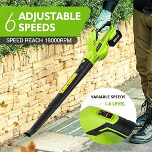 BQYPOWER Leaf Blower - 20V Leaf Blower Cordless with Battery & Charger, 160MPH/260CFM Electric Leaf and Snow Blower for Lawn Care, Variable-Speed, Lightweight (Battery&Charger Included)