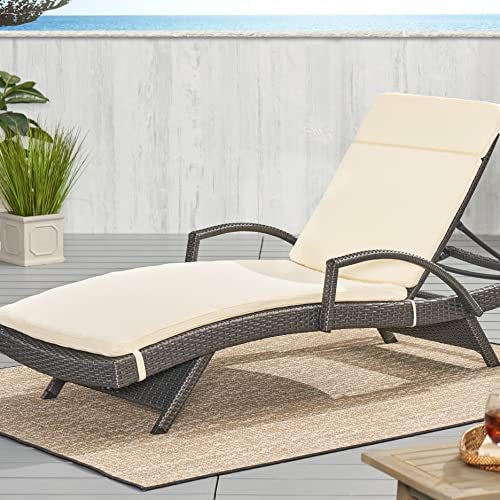 Christopher Knight Home Salem Outdoor Water Resistant Chaise Lounge Cushion, Beige