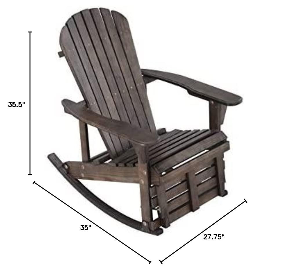 WUnlimited SW2007DB-R Adirondack Rocking Chair, Dark Brown 27.75 x 35 x 35.5