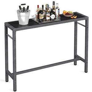 Mr IRONSTONE Outdoor Bar Table 53'' Patio Table Pub Height Dining Table with Waterproof Top and Hammer Finish Stand for Hot Tub, Garden, Backyard