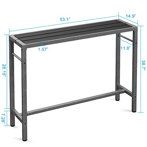 Mr IRONSTONE Outdoor Bar Table 53'' Patio Table Pub Height Dining Table with Waterproof Top and Hammer Finish Stand for Hot Tub, Garden, Backyard