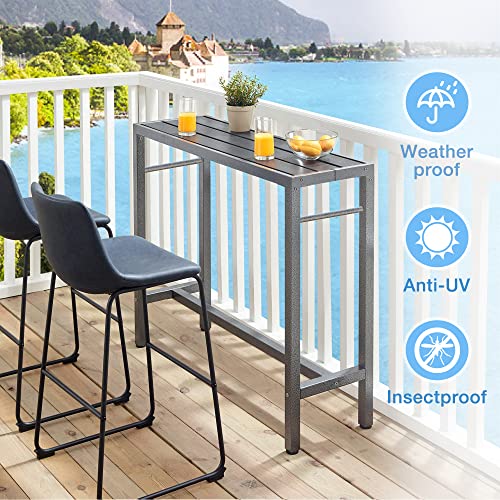 Mr IRONSTONE Outdoor Bar Table 53'' Patio Table Pub Height Dining Table with Waterproof Top and Hammer Finish Stand for Hot Tub, Garden, Backyard