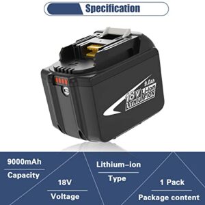 [Upgraded to 9.0Ah] 18V BL1890B Replacemet Lithium-ion Battery Compatible with Makita 18 Volt Battery BL1890 BL1860 BL1830 BL1840 BL1850 BL1850B Cordless Power Tools