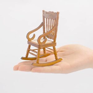 2 Pcs Miniature Rocking Chairs Handmade Mini Wooden Model Chair for Mini House Accessories Furniture Decoration