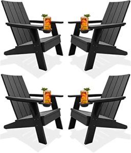 yitahome adirondack chair with cup holder weather resistant resin adirondack chairs for outdoor garden lawn yard garden patio deck fire pit