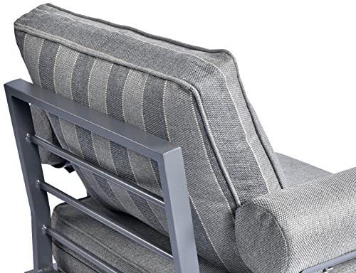 ovios Patio Dining Chairs Outdoor Chair High Back Aluminum Sofa Porch Chairs with Thick Cushion for Yard, Garden, Backyard (Black-Grey Stripe)