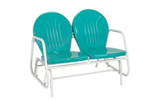woodlawn&home, 200030, retro outdoor glider bench, turquoise