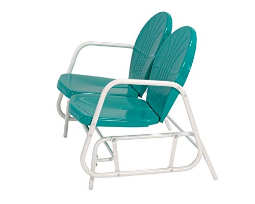 Woodlawn&Home, 200030, Retro Outdoor Glider Bench, Turquoise