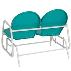 Woodlawn&Home, 200030, Retro Outdoor Glider Bench, Turquoise