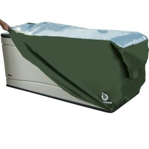 YardStash Deck Box Cover - Heavy Duty, Waterproof Covers for Outdoor Cushion Storage and Large Deck Boxes - Protects from Rain, Wind and Snow - XL - Green