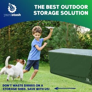 YardStash Deck Box Cover - Heavy Duty, Waterproof Covers for Outdoor Cushion Storage and Large Deck Boxes - Protects from Rain, Wind and Snow - XL - Green