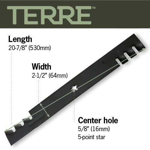 Terre Products, 2 Pack Mulching Lawn Mower Blades, 42 Inch Deck, Compatible with Craftsman, Husqvarna, Poulan, Replacement for 134149, 138971, 138498, 127843, 532138971, 532138498, PP24003