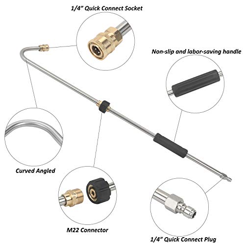 STYDDI Pressure Washer Gutter Cleaner Rod, Heavy Duty 35 Inch Power Washer Replacement Lance Wand for Gutter Cleaning, RV Roof and Wheel Washing, 4500 PSI, 1/4 inch Quick Connector