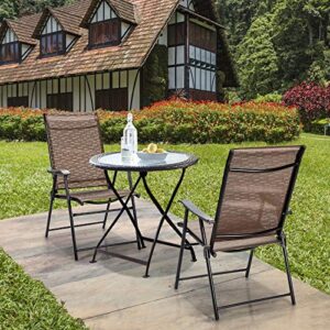 Giantex 2-Pack Patio Dining Chairs, Portable Folding Chairs, Camping Chair with Armrest, Outdoor Dining Chairs for Bistro, Deck, Backyard (2)