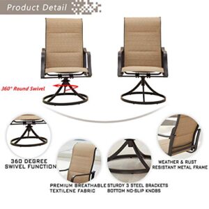 Festival Depot 2 PC Patio Dining Chairs 360° Swivel Chairs with High Back and Curved Armrest Textilene Fabric Outdoor Furniture for Deck Garden Pool (Beige)