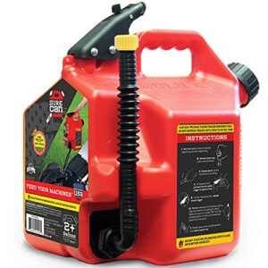 surecan 2 gallon self venting gasoline fuel can container with 180 degree rotating nozzle, thumb trigger flow control, & child safe fill cap, red