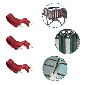 Curqia 3pcs Zero Gravity Chair Accessories Thicken Fabric Reclining Chair Reinforcement Belt Replacement, Red