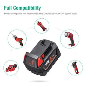 FirstPower 6.0Ah 18V M-18 Battery & Charger - Compatible with Milwaukee M-18 48-11-1852 18V Lithium XC Cordless Power Tools & Charger for M12 M14 M-18 Li-ion Battery