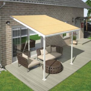 Shatex 90% Shade Fabric Sun Shade Cloth 12’ x 20’ Wheat Taped Edge with Grommets Sun-Block Mesh Shade for Pergola Cover Canopy,12 Bungee Balls