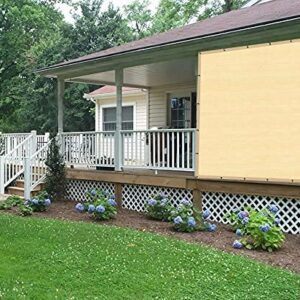 Shatex 90% Shade Fabric Sun Shade Cloth 12’ x 20’ Wheat Taped Edge with Grommets Sun-Block Mesh Shade for Pergola Cover Canopy,12 Bungee Balls