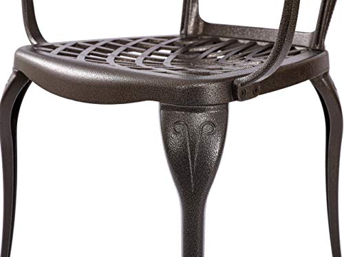 Kinger Home 2-Piece Cast Aluminum Outdoor Patio Chairs, Patio Chairs Set of 2, Patio Seating, Chairs for Outside, Woven Design, Rust Resistant - Bronze