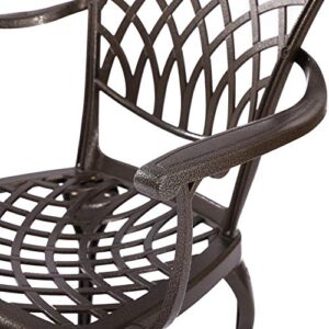 Kinger Home 2-Piece Cast Aluminum Outdoor Patio Chairs, Patio Chairs Set of 2, Patio Seating, Chairs for Outside, Woven Design, Rust Resistant - Bronze