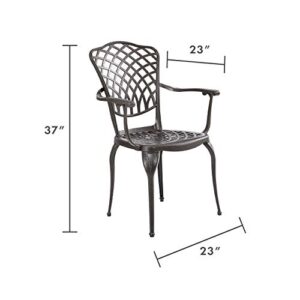 Kinger Home 2-Piece Cast Aluminum Outdoor Patio Chairs, Patio Chairs Set of 2, Patio Seating, Chairs for Outside, Woven Design, Rust Resistant - Bronze
