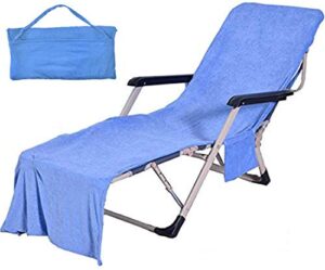 vocool double layer chaise lounge pool chair cover beach towel fitted elastic pocket won’t slide 85″ l x 30″ w-royal blue