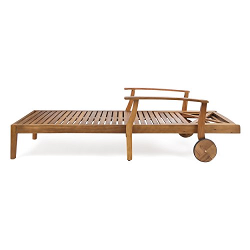 Christopher Knight Home Perla Outdoor Acacia Wood Chaise Lounge, Teak Finish