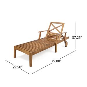 Christopher Knight Home Perla Outdoor Acacia Wood Chaise Lounge, Teak Finish