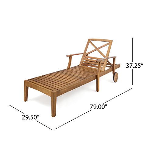 Christopher Knight Home Perla Outdoor Acacia Wood Chaise Lounge, Teak Finish