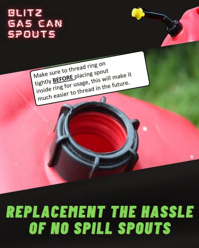 Super Spouts Gas Can Spout Replacement for Blitz Old Style Nozzles with Caps and Vents. 3 Pack