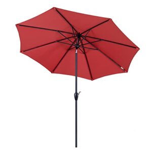 Tempera 9' Outdoor Market Patio Table Umbrella with Auto Tilt and Crank,Large Sun Umbrella with Sturdy Pole&Fade resistant canopy,Easy to set,Rust Red