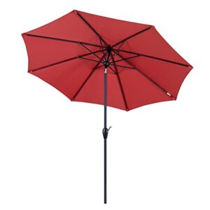 tempera 9′ outdoor market patio table umbrella with auto tilt and crank,large sun umbrella with sturdy pole&fade resistant canopy,easy to set,rust red