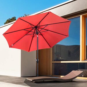 Tempera 9' Outdoor Market Patio Table Umbrella with Auto Tilt and Crank,Large Sun Umbrella with Sturdy Pole&Fade resistant canopy,Easy to set,Rust Red