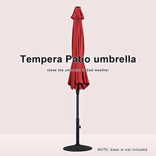 Tempera 9' Outdoor Market Patio Table Umbrella with Auto Tilt and Crank,Large Sun Umbrella with Sturdy Pole&Fade resistant canopy,Easy to set,Rust Red