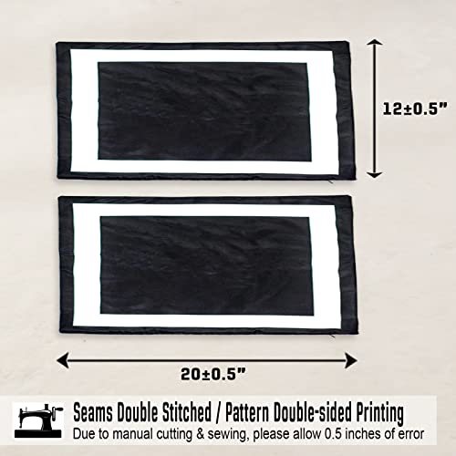 JOJOGOGO Black Outdoor Lumbar Pillow Covers 12x20 Waterproof Set of 2 Black and White Rectangle Outdoor Lumbar Pillows for Porch Swing Garden Bench and Patio Furniture