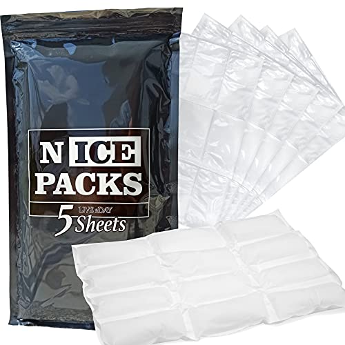 Nice Packs Dry Ice for Coolers – Lunch Box Ice Packs – Dry Ice for Shipping Frozen Food – Ice Packs for Kids Lunch Bags – Reusable Ice Packs – Long Lasting - Flexible