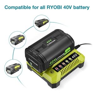 40V 6.0Ah Li-ion Replacement Battery Compatible with Ryobi 40v Lithium Battery OP4040 + OP401 40V Charger Kit Compatible with All Ryobi 40v Lithium Battery