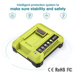 40V 6.0Ah Li-ion Replacement Battery Compatible with Ryobi 40v Lithium Battery OP4040 + OP401 40V Charger Kit Compatible with All Ryobi 40v Lithium Battery