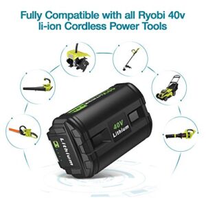 40V 6.0Ah Li-ion Replacement Battery Compatible with Ryobi 40v Lithium Battery OP4040 + OP401 40V Charger Kit Compatible with All Ryobi 40v Lithium Battery