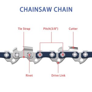 O-CONN 4 Pack 18 Inch Chainsaw Chain 3/8" LP Pitch .050'' Gauge 62 Drive Links Fits Husqvarna, Echo, Poulan, Craftsman and more