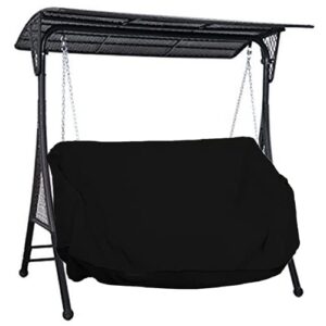 hanging porch swing cover hammock swing cover water resistant oxford fabric outdoor swing chair cover canopy replacement cover all weather protected patio swing furniture cover-61x28x(35-28)’’ (black)
