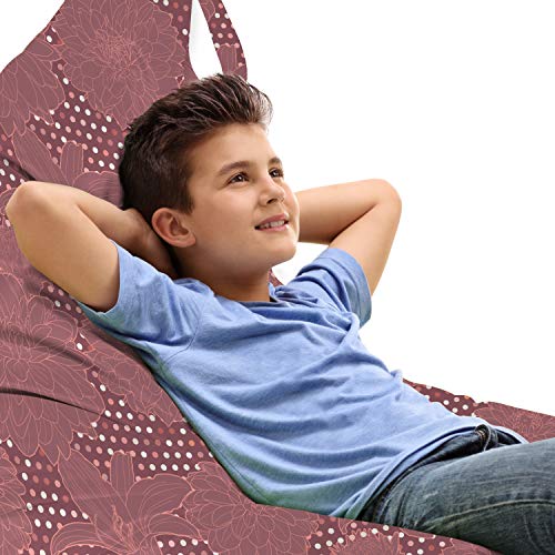 Ambesonne Chrysanthemum Lounger Chair Bag, Lily Flowers on Polka Dots Beauty Petals Growth on Polka Dots, High Capacity Storage with Handle Container, Lounger Size, Dried Rose and Pale Maroon