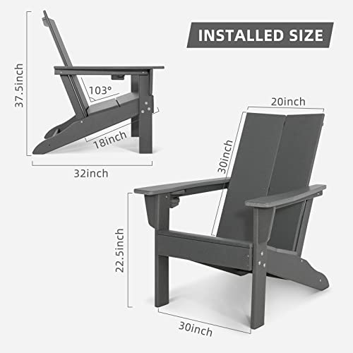 INTOBOO Modern Curveback Adirondack Chair, Elegant Double Plate Design Lounge Chairs, Recycable HDPE Chairs for Outdoor Patio Pool