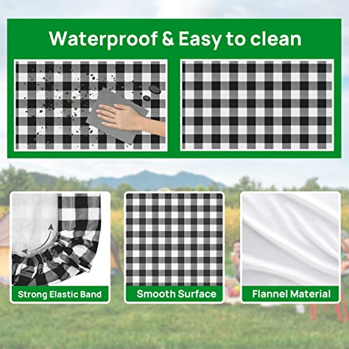 RNOONY Vinyl Fitted Picnic Table Cover with Bench Covers and Bag, Outdoor Waterproof Picnic Tablecloth with Elastic Edges, 72x30 Inches 3 Pcs Set (Black)