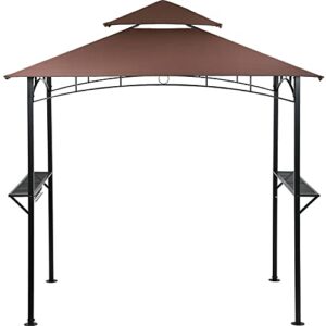grill gazebo,8’x 5′ bbq canopy,double tiered grill canopy barbecue gazebo for outdoor patio backyard